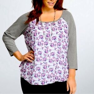 Torrid Floral Baseball Tee